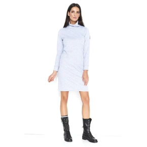 Damska szara sukienka rekreacyjna z golfem o średniej długości - Szary - Makadamia