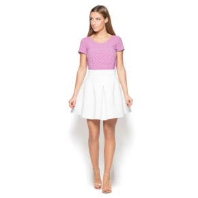 Bluzka damska K411 fioletowa z białym wzorem - Katrus