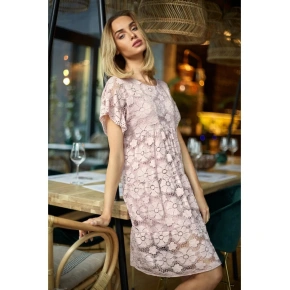 Sukienka damska M430 pudrowy róż - Moe