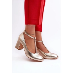 Czółenka damskie 834283 złoty - Mascara