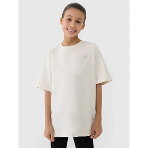 T-shirt dziewczęcy oversize gładki 4F 4FJWSS25TTSHF1851-12S T-shirt dziewczęcy oversize gładki 4F 4FJWSS25TTSHF1851-12S