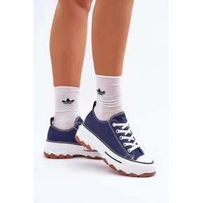 Trampki damskie 24SP26 ciemnoniebieski - Podążaj za modą Trampki damskie 24SP26 ciemnoniebieski - Podążaj za modą