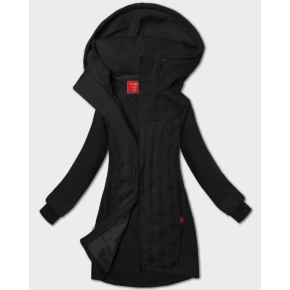 Černá dlouhá dámská mikina s kapucí LHD (AMG-178) - Goodlooking