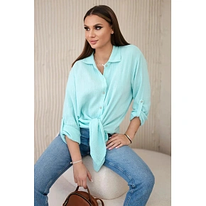 Bavlněná mušelínová košile Art208 tyrkysová - Kesi