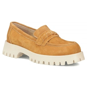 Skórzane półbuty damskie zamszowe lordsy camel Filippo DP7554