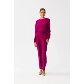 Damski kombinezon z rozcięciem pod szyją S355 Burgundy - Stylove