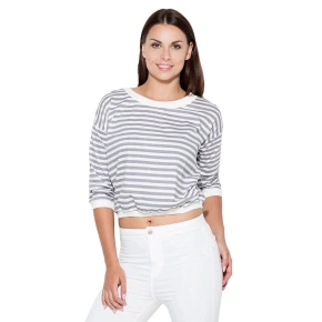 Bluzka damska K204 szaro-biała - Katrus