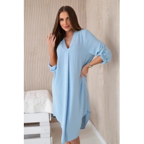 Sukienka z dekoltem w serek 88536 niebieski - Włoska moda