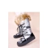 Dámské sněhule AT001 Stříbrná s černou - CHIC shoes