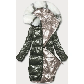 Damska dwustronna metaliczna kurtka zimowa P21-7901 - Minority