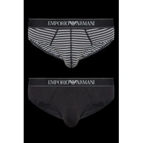 Slipy męskie 2PACK 111733 3F542 16844 czarno-szare w paski - Emporio Armani