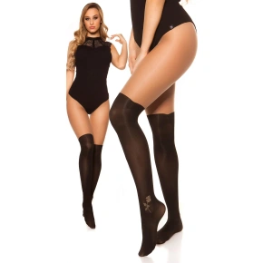 Rajstopy damskie powyżej kolan S85185 czarne - In-Stylefashion