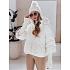 Dámská zimní bunda s kapucí TY5036 smetanová - FashionStreet
