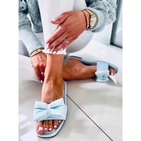 Kapcie damskie z kokardą H47 Jasnoniebieskie - Sixth Sens