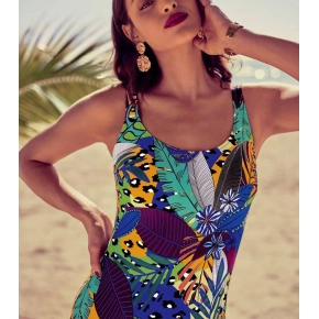 Kostiumy kąpielowe jednoczęściowe 7284 M1 niebiesko-zielono-żółty - Anita