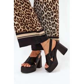 Sandały na obcasie 218-3 czarny - Podążaj za modą