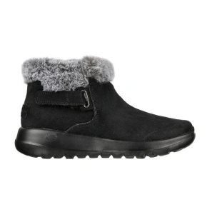 Botki zimowe damskie Skechers ON-THE-GO JOY FIRST GLANCE buty ze skóry zamszowej z futerkiem czarne (144041-BKGY) dámské