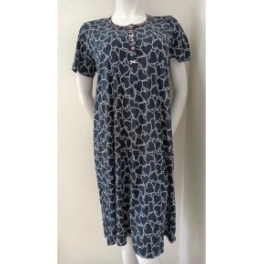 Damska koszula nocna 00-10-5500 Granatowa z białym wzorem - Vamp