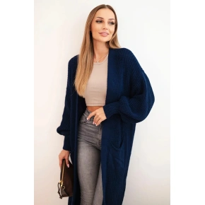 Dlouhý kardigan 34855 svetr tmavě modrý - Kesi
