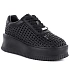 Półbuty sneakersy damskie na platformie ażurowe czarne Goe TT2N4043