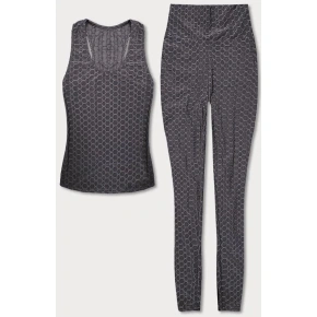 Damski komplet sportowy - top i legginsy YW88037-2 Ciemnoszary - J.STYLE