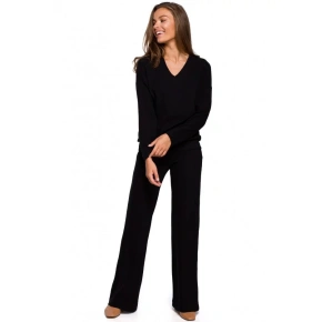 Damskie spodnie z dzianiny S249 czarne - Stylove