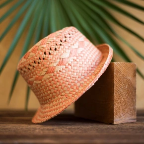 Czapka plażowa unisex cz21146-1 beżowo-pomarańczowa - Art Of Polo