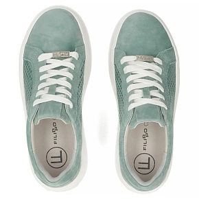 Skórzane półbuty sneakersy damskie ażurowe zielone Filippo  DP7520/26