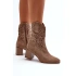 Botki damskie z dziurkowaną cholewką ASA217-7 Beige - Jezzi