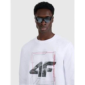 Longsleeve regular z nadrukiem męski 4F 4FRAW25TLONM606-10S pánské