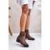 Damskie buty za kostkę na obcasie ASA128-37 model 201545 Brown - Jezzi