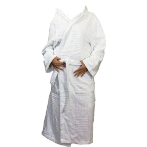 ACTION - Damski szlafrok z kapturem 31070100 biały - Vestis