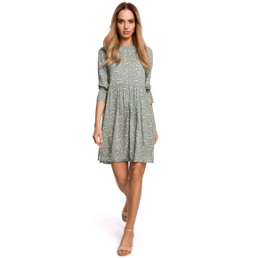 Sukienka damska M521 model 7 oliwkowa w kwiaty - MOE