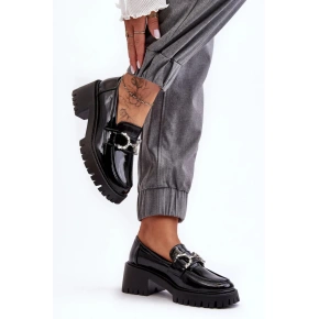 Czarne loafersy na obcasie 2646-6 - Podążaj za modą