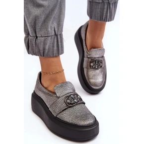 Półbuty 2697 model 188499 czarno-srebrne - Inello