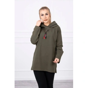 Dámská tunika s kapuci 18753 Khaki zelená - Kesi