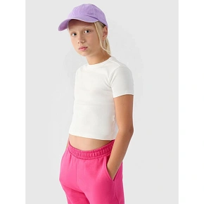 T-shirt gładki dziewczęcy 4F 4FJRSS24TTSHF2053-11S T-shirt gładki dziewczęcy 4F 4FJRSS24TTSHF2053-11S