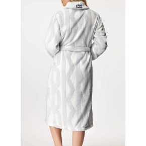 Szlafrok damski YI2522605F biały/szary - DKNY