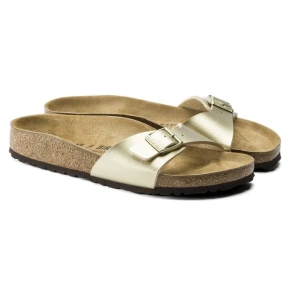 Klapki damskie Birkenstock Madrid Birko-Flor Gold regular szerokie złote (1016106) dámské