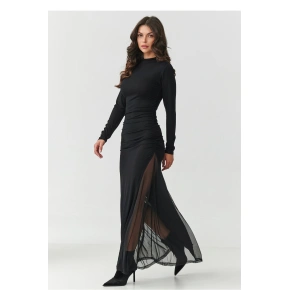 Dámské společenské dlouhé šaty M902 Černá - Makadamia