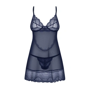 Dámská svůdná košilka Nightly Blue Chemise tm. modrá - Obsessive
