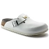 Chodaki damskie Birkenstock Boston ESD White skóra naturalna klapki medyczne narrow wąskie (0061378) dámské