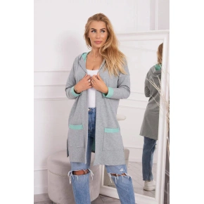 Dvoubarevná pelerína s kapucí 21679 mint+šedá - Kesi