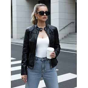 Dámská koženková bunda TY5455 černá - FashionStreet