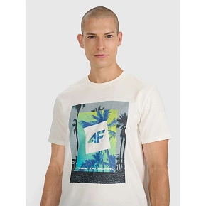 T-shirt regular z nadrukiem męski  4F 4FRSS25TTSHM2846-12S