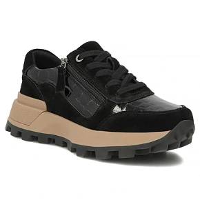 Skórzane sneakersy damskie na koturnie lakierowane czarne Filippo DP7988 dámské Skórzane sneakersy damskie na koturnie lakierowane czarne Filippo DP7988 dámské