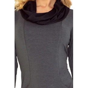 Sukienka damska z kieszeniami, długim rękawem i golfem w kolorze ciemnoszarym - Ciemnoszary - Numoco