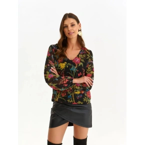 Bluzka damska SBD1480 czarna z nadrukiem - FPrice