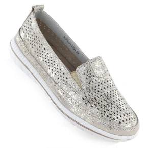 Skórzane półbuty damskie ażurowe złote Jezzi 5364 Skórzane półbuty damskie ażurowe złote Jezzi 5364