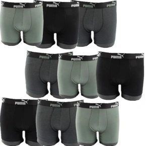 Puma bokserki majtki męskie 9-Pack czarne szare khaki wygodne bawełna Puma bokserki majtki męskie 9-Pack czarne szare khaki wygodne bawełna